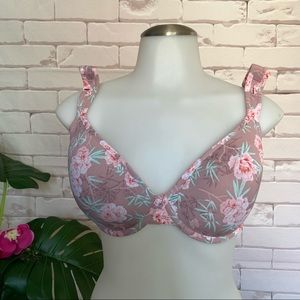Vince Camuto Pink Floral Print Underwire Bra